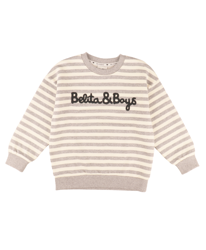 Grey Melange Stripe BB Sweatshirt