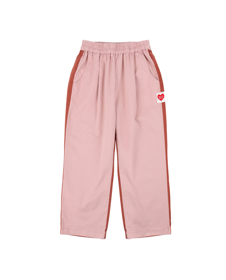 Pink Color Block Strech Cotton Pants